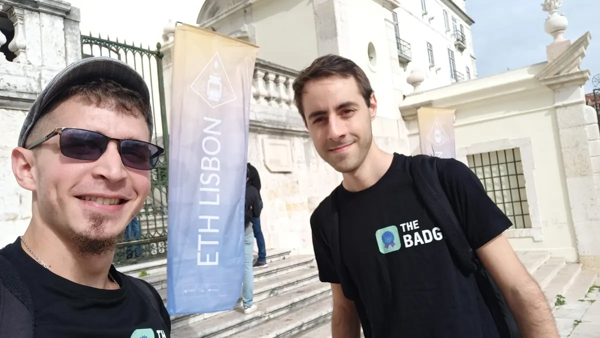 With Fer at ETH Lisbon, the hackathon where TheBadge was born